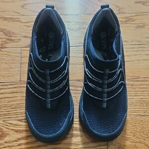Bzees Black Slip-On Sneakers with Breathable Mesh